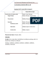 Project: Construction of A Factory Shed For ABC Co. LTD: Planned Start Date: 05 April, 2021