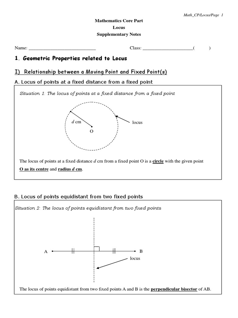 05 Locus Notes | PDF | Circle | Perpendicular