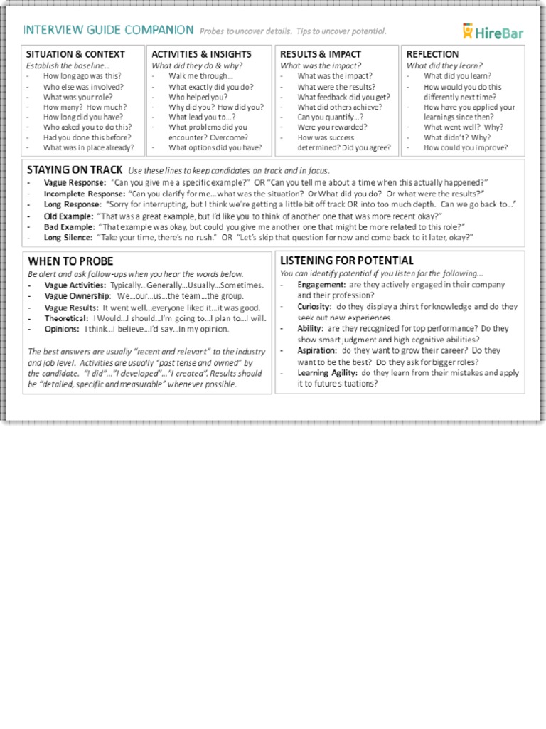 HireBar Interview Guide Companion | PDF