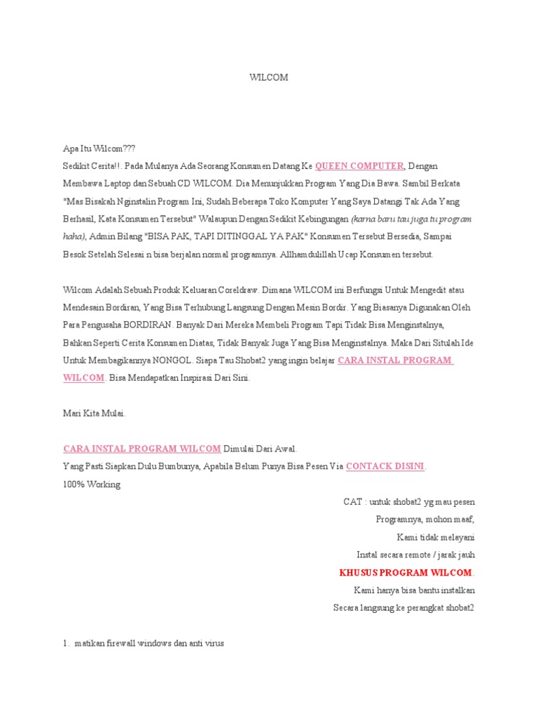 Cara Instal Program Wilcom E2 dengan Mudah | PDF