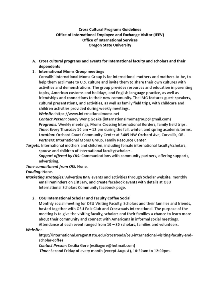 Cross Cultural Programs Guidelines | PDF | Thanksgiving | Libraries