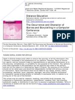 Distance Education: To Cite This Article: Patrick J. Fahy (2007) The Occurrence and Character of Stories and Storytelling