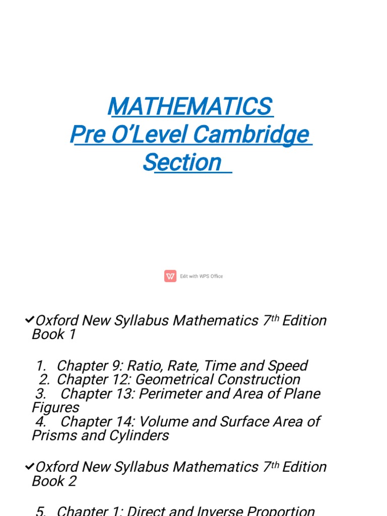 Mathematics Pre O'Level | PDF | Area | Shape