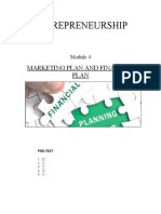 Entrepreneurship: Marketing Plan and Financial Plan