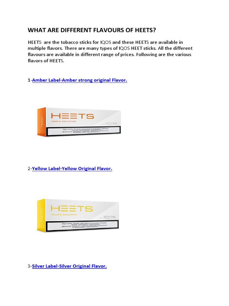 heets tobacco flavours Heets Flavor Guide and Descriptions