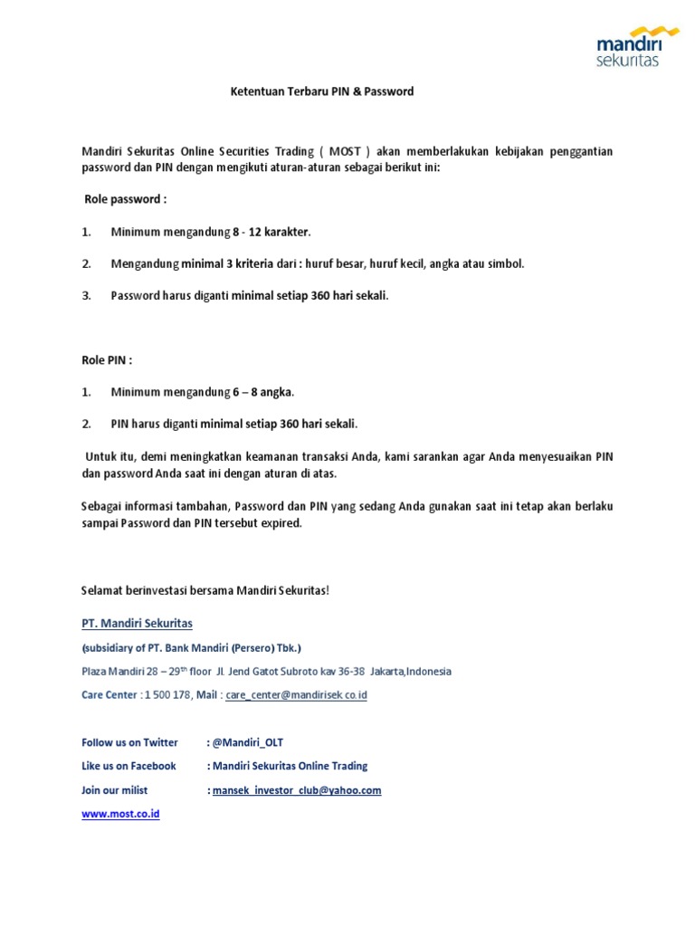 Ketentuan PIN & Passwor | PDF