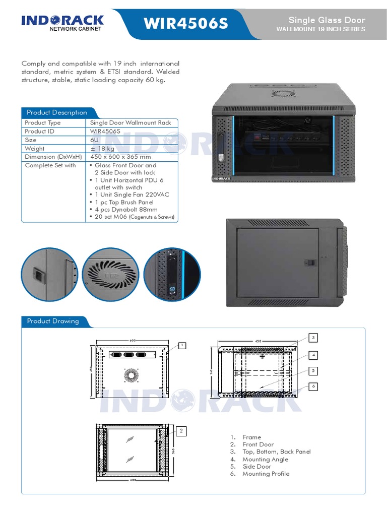 6U Wallmount Rack WIR4506S Details | PDF | Door | Components