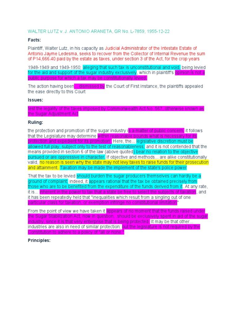 Lutz Vs PDF Policy Taxes