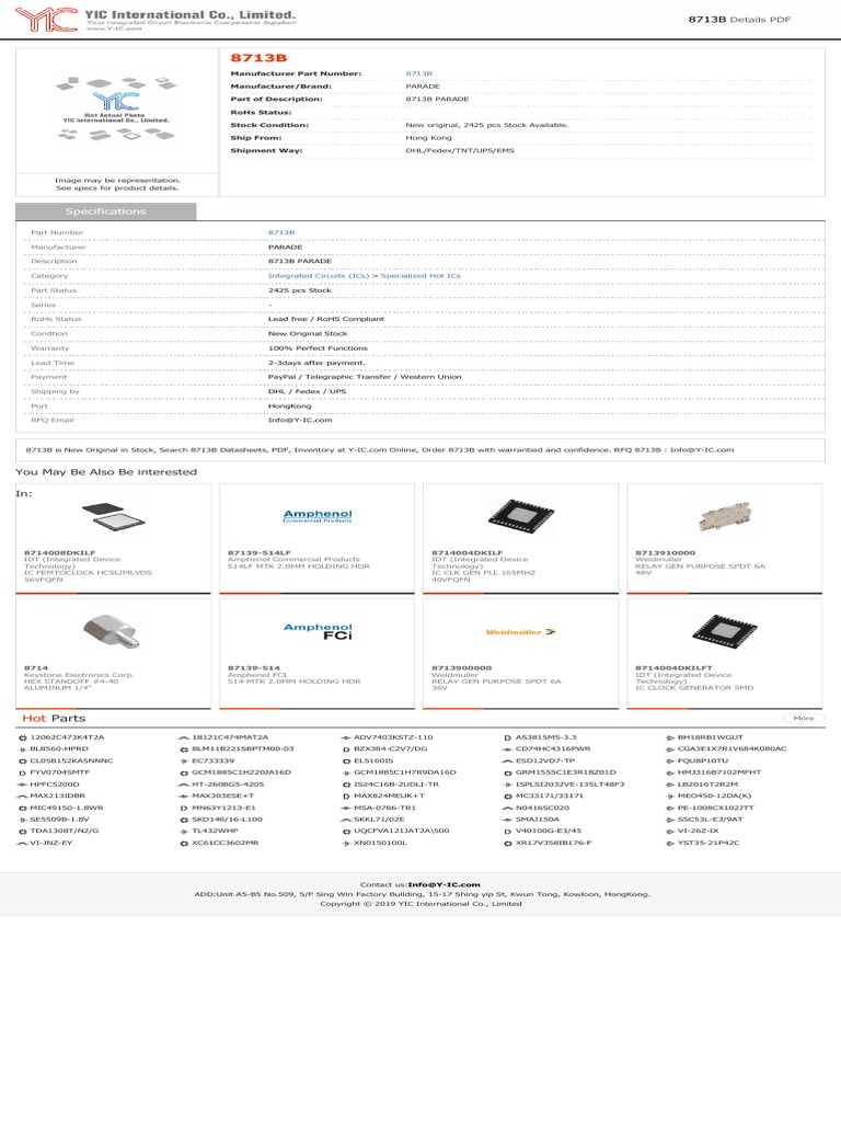 Specifications: Parts | PDF | Electronics | Computer Engineering