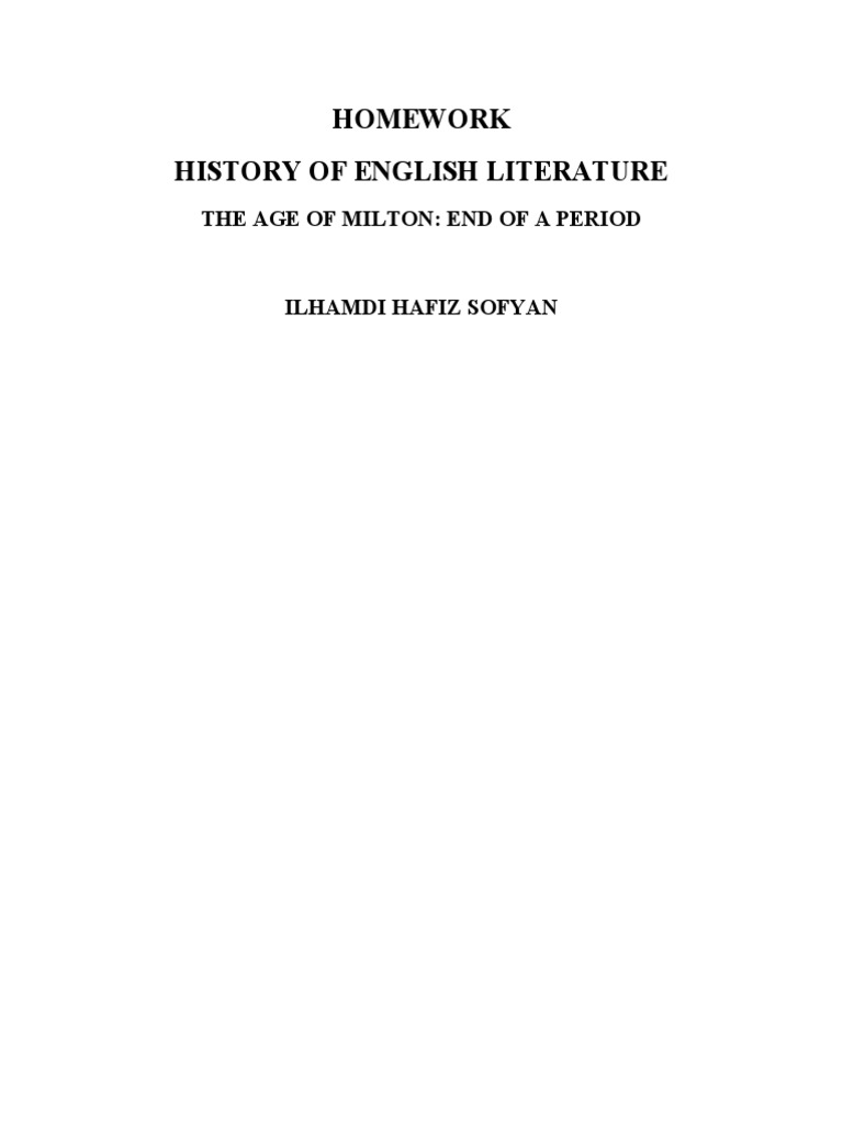 History of English Literature - The Age of Milton End of A Period | PDF ...