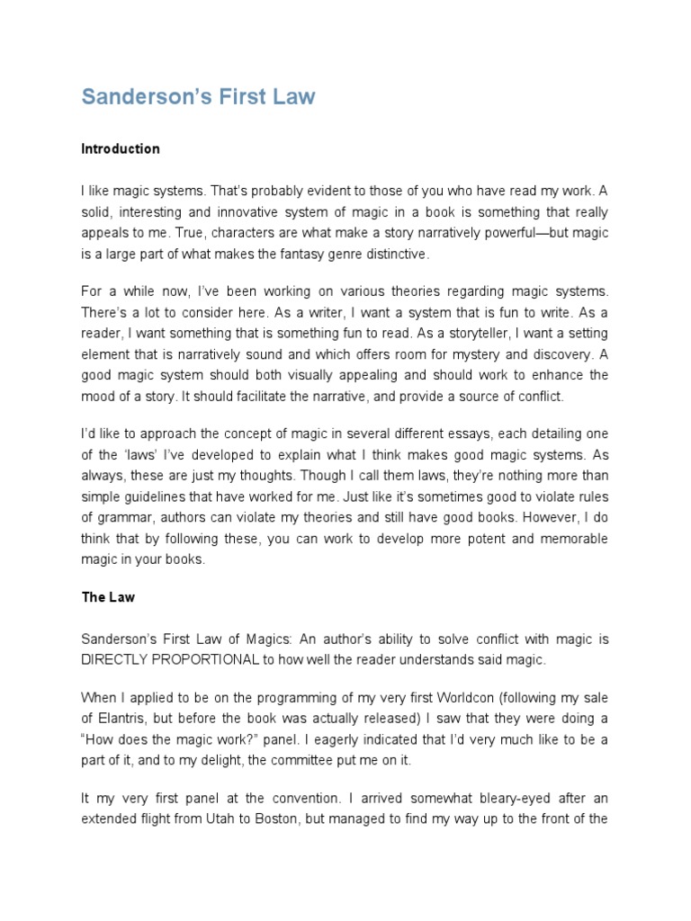 Sanderson's First Law PDF Superman Worldbuilding