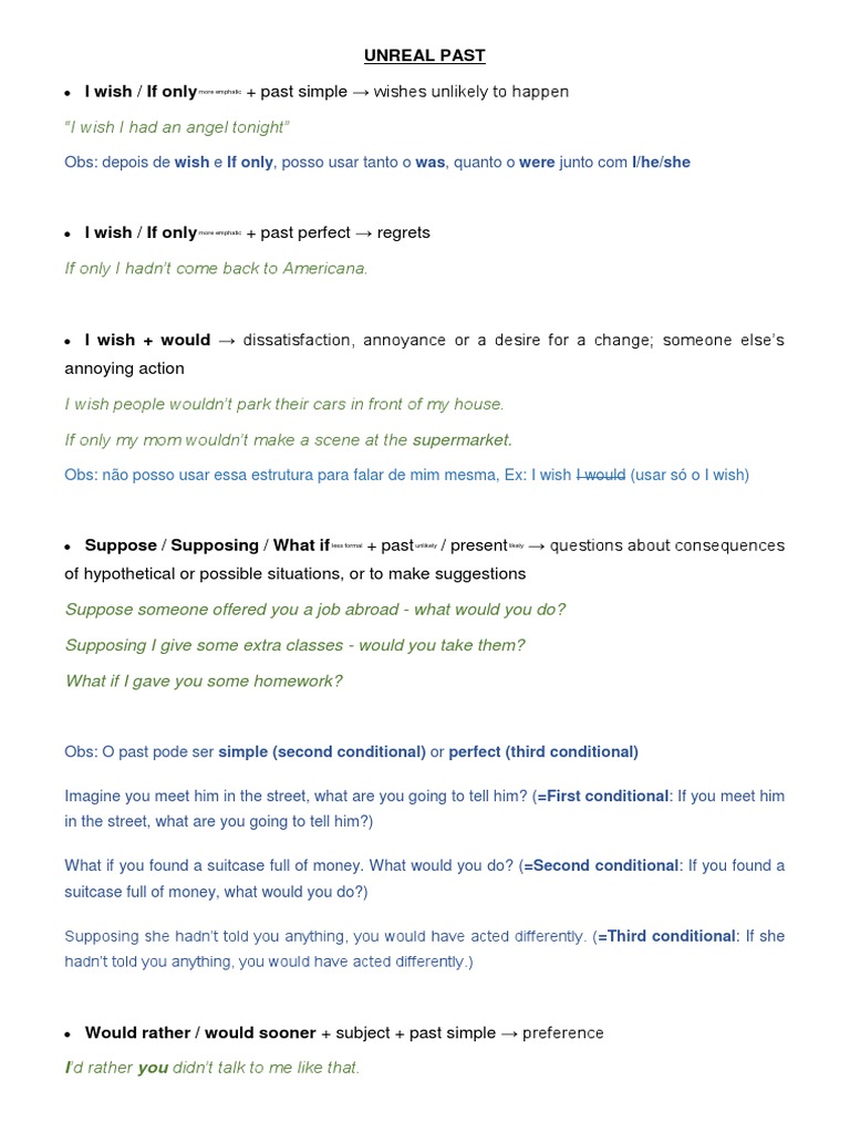 Unreal Past I Wish / If Only | PDF | Grammar | Languages