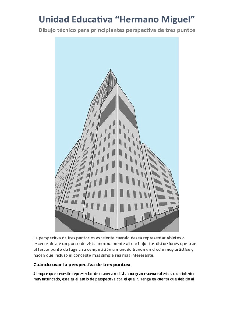 Dibujo Técnico para Principiantes Perspectiva de Tres Puntos | PDF |  Perspectiva (Gráfica) | Composición (artes visuales), image size:768x1024