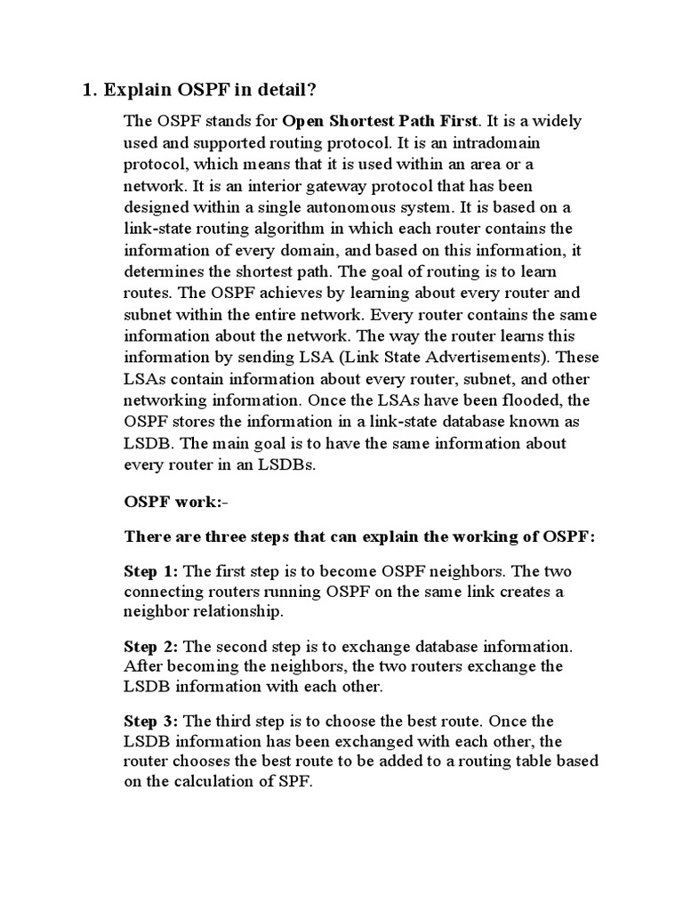 Explain Ospf In Detail