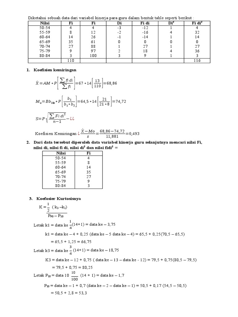 Analisis Koefisien Kemiringan dan Kurtosis | PDF