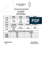 Junior High School Department: Class Schedule