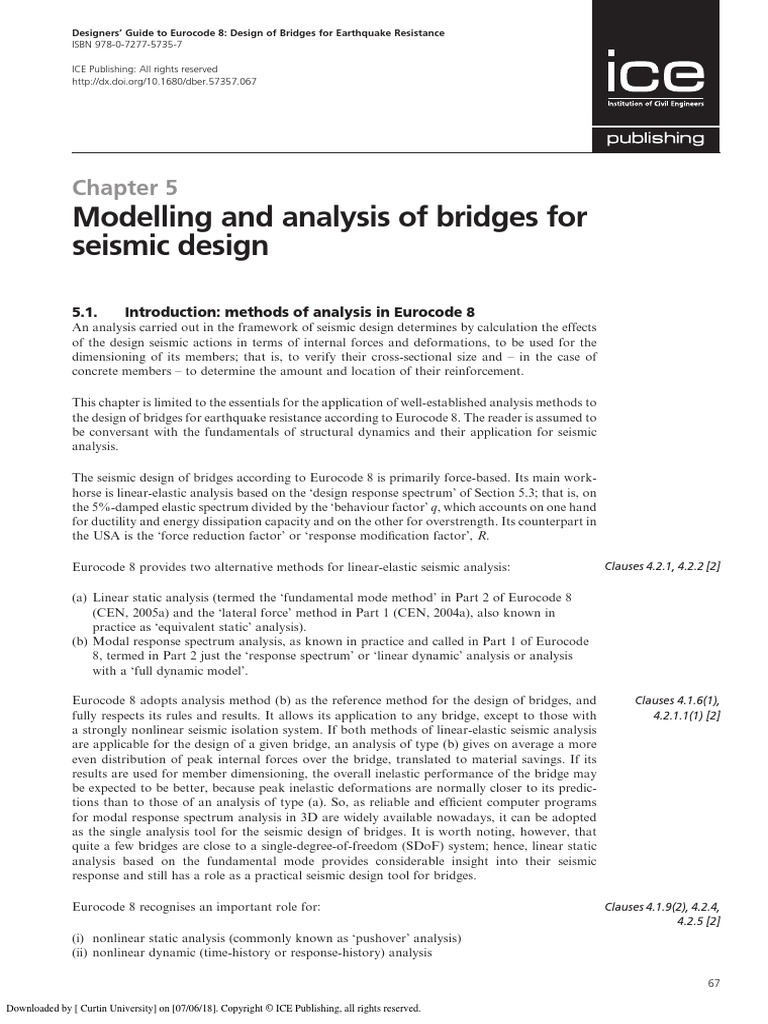 Modelling and Analysis of Bridges For Seismic Design | PDF | Solid ...
