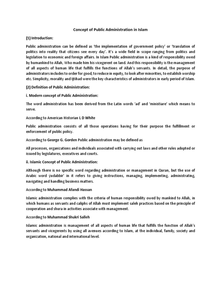 Concept of Public Administration | PDF | Sharia | Muhammad