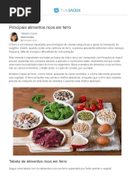 Alimentos ricos em ferro (de origem animal e vegetal) - Tua Saúde