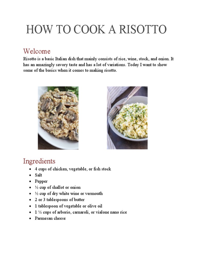 How To Cook A Risotto PDF European Cuisine Regional