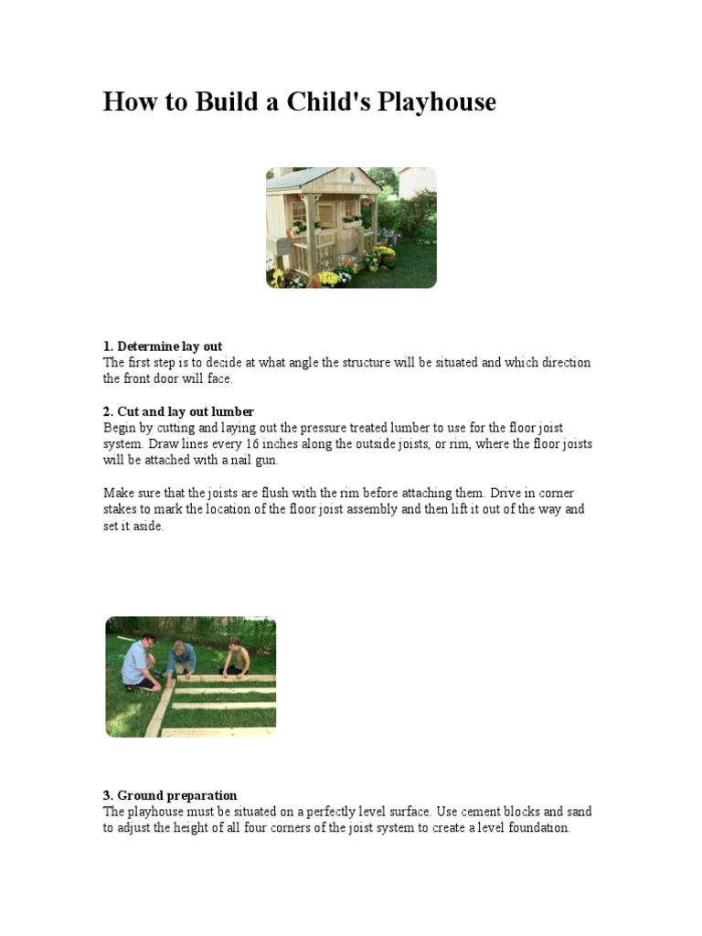 How To Build A Child's Playhouse 1. Determine Lay Out PDF Framing