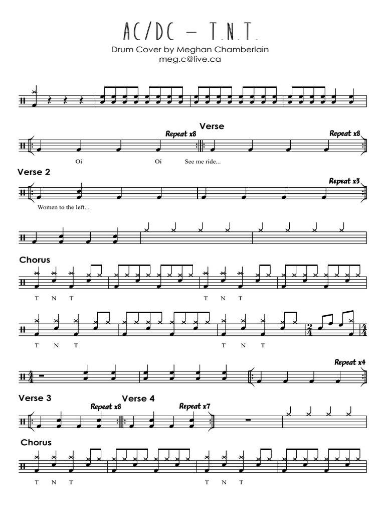 AC DC TNT Drums | PDF | Rock Music | Hard Rock