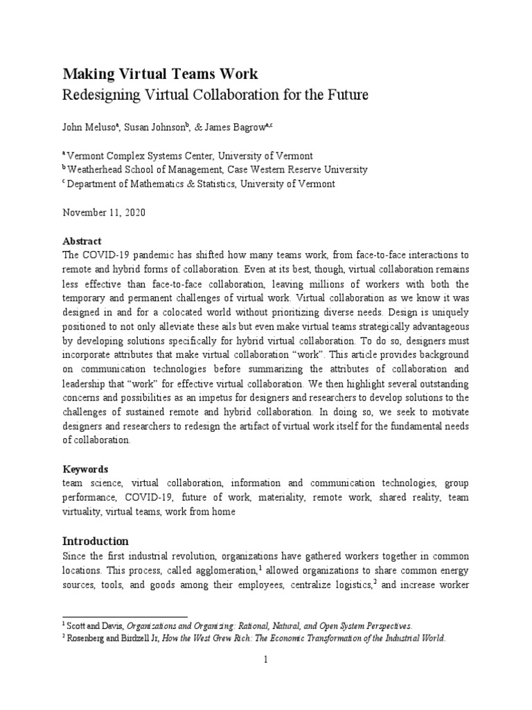 Redesigning Virtual Team Collaboration | PDF | Telecommuting ...