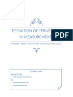 DEFINITION OF TERMS USED IN MEASUREMENTS