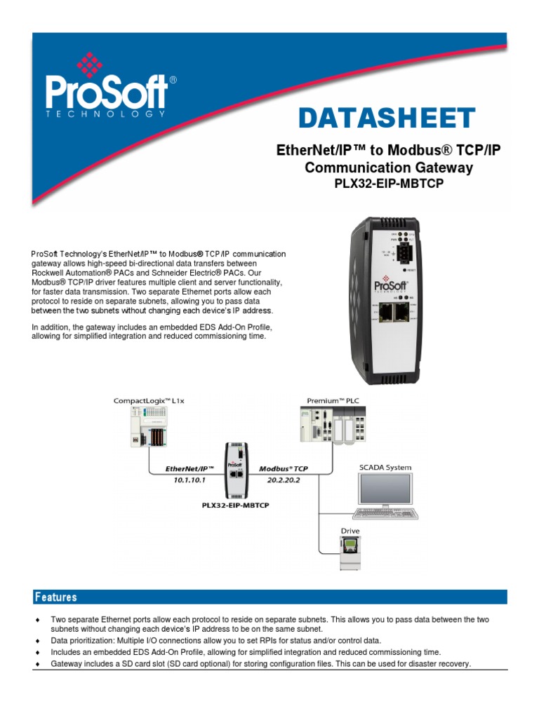 Plx32 Eip MBTCP Datasheet | PDF | Networking Standards | Internet
