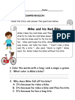 Read The Story and Answer The Questions Below.: Name: - Date: - C Reading Comprehension