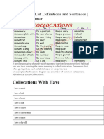Collocations List Definitions and Sentences