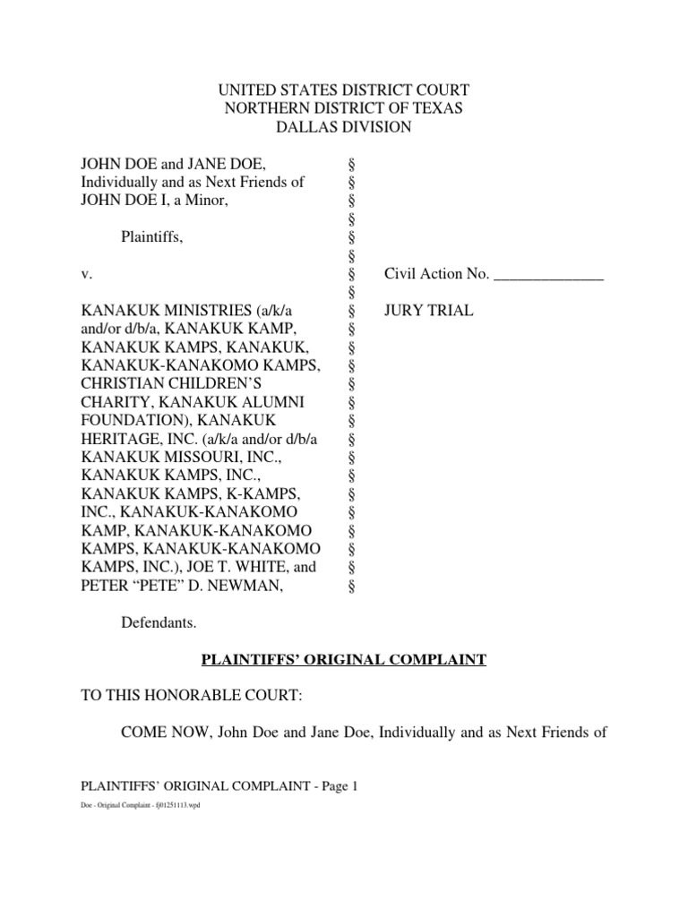 Doe - Original Complaint | PDF | Damages | Punitive Damages