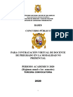 Bases Del Concurso Virtual para Contratación Docente-2020 Tercera Convocatoria