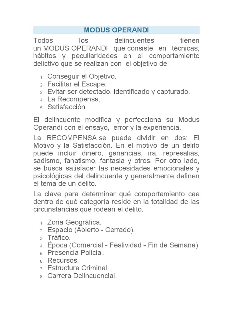 Modus Operandi PDF
