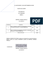 Cuenta de cobro por alimentos y refrigerios a paciente