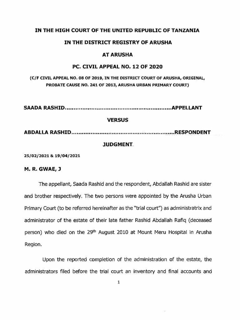 Probate Appeal: Rashid Estate Dispute | PDF | Lawsuit | Probate