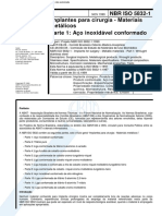 Abnt - Nbr 5832 - Implantes Para Cirurgia - Materiais Metalicos - Parte 1 Aco Inoxidavel Conformado