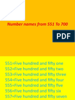 Number Names From 551 To 700