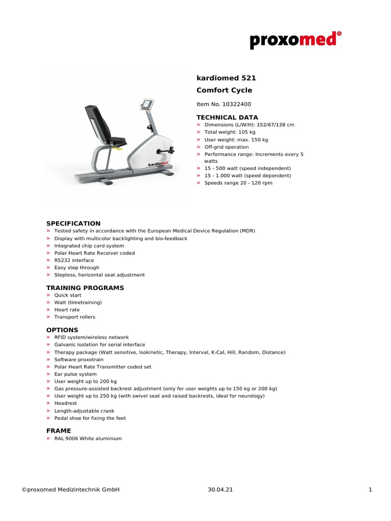 Kardiomed 521 Comfort Cycle PDF