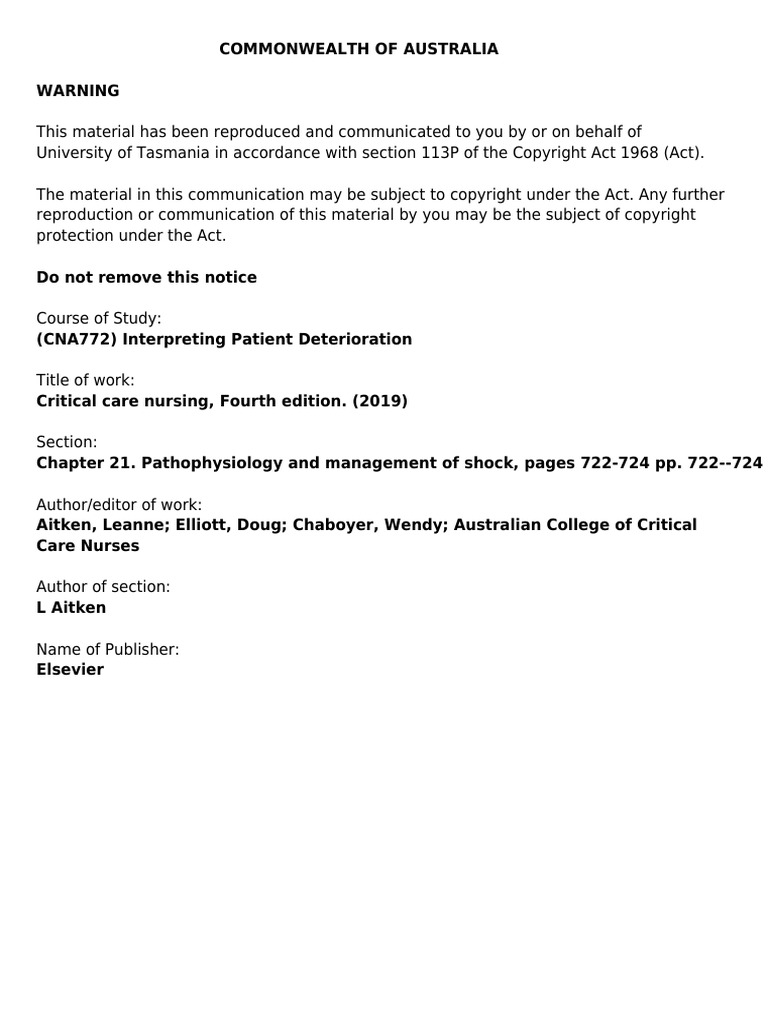 CNA772-Aitken Leanne-Critical Care Nursing-Chapter 21 Pathophysiology ...