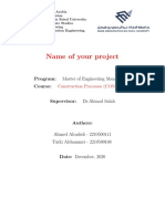 Name of Your Project: Program: Master of Engineering Management Course