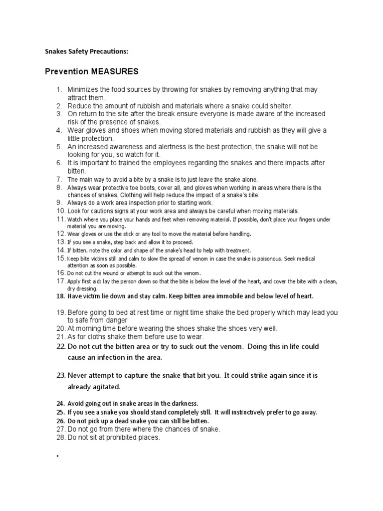 Workplace Snake and Scorpion Safety Guide | PDF | Medicine | Diseases ...