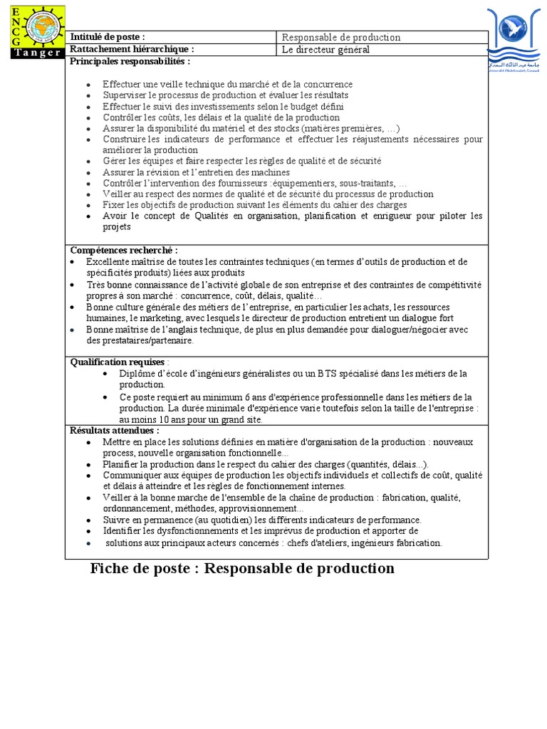 Responsable Production: Missions & Compétences | PDF | Sociétés | Économie