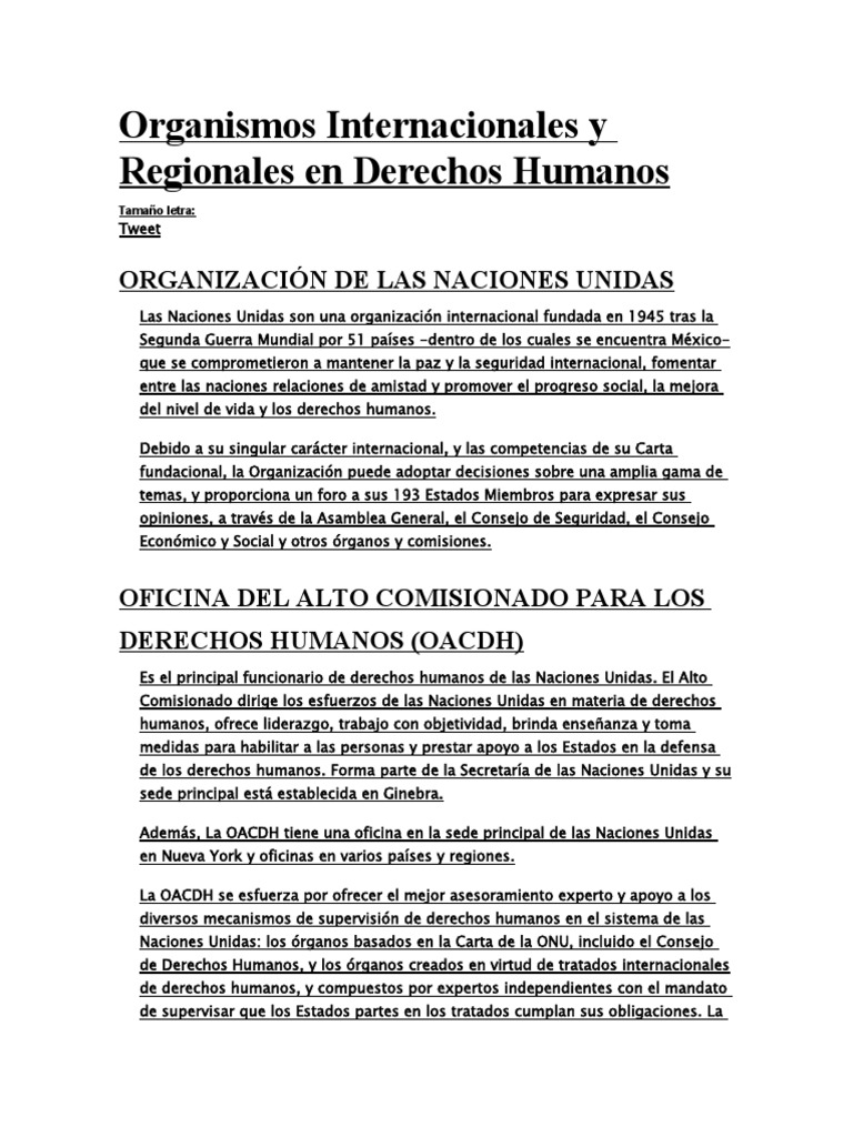 Organismos Internacionales en Derechos Humanos | PDF | Naciones Unidas ...