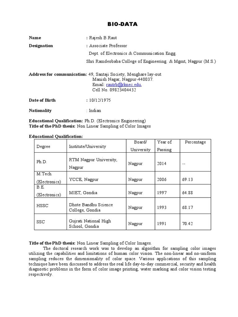 Dr. Rajesh Raut Nagpur 17.02 Yrs | PDF | Doctor Of Philosophy | Science ...