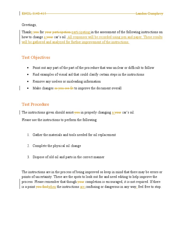 Usability Testing Track Changes | PDF