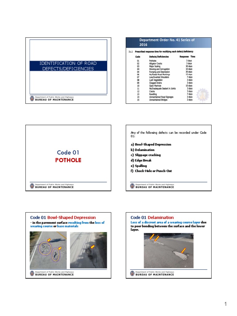 DO 41 - Noted Defects | PDF | Road Surface | Road