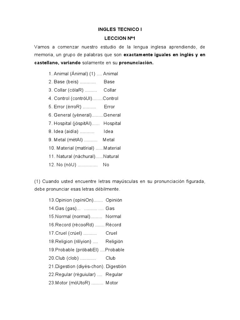 Ingles Tecnico 1 Pdf Idiomas