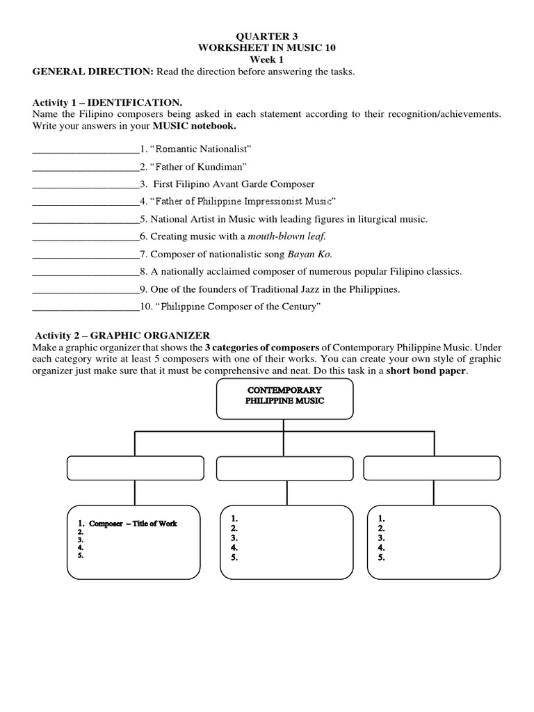 3rd quarter worksheet music pdf pitch music composers