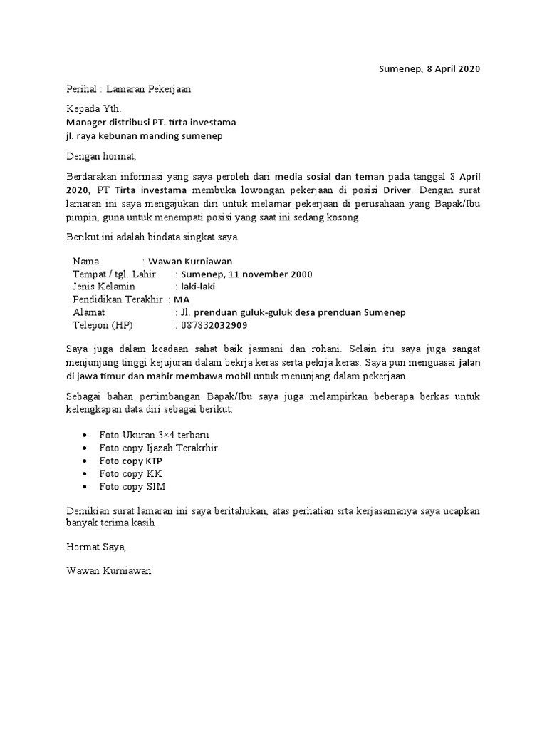 Download 94+ Contoh Surat Surat Lamaran Kerja Umum Terbaik Gratis